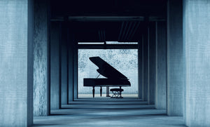 Piano at end of hall